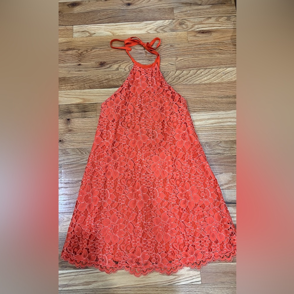 NBD halter lace dress in orange
